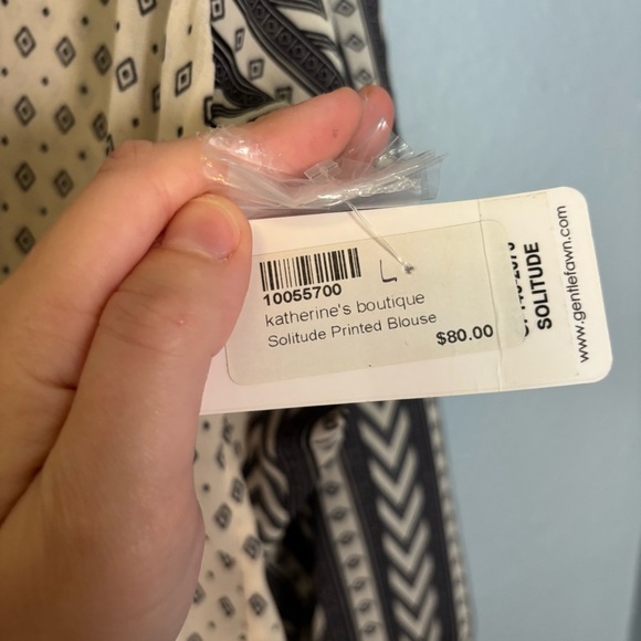 NWT Gentle Fawn Solitude Cream and Black Relaxed Buttoned Blouse Boho‎ - Picture 10 of 10